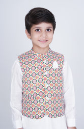 Infant Boys Printed Waist Coat 3 Piece -SIS712125